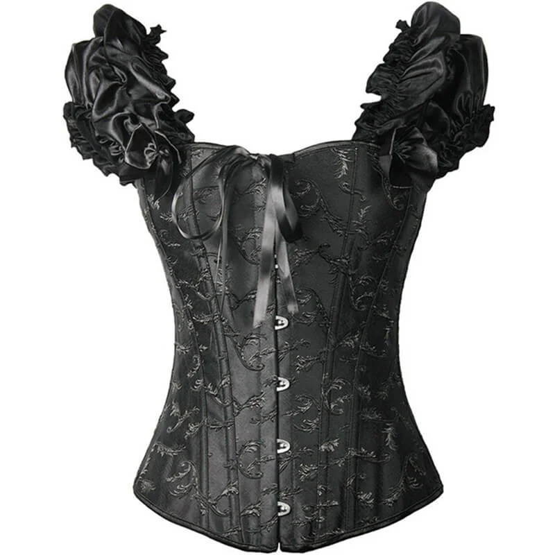 Gothic Lace Up Puff Sleeves Corset