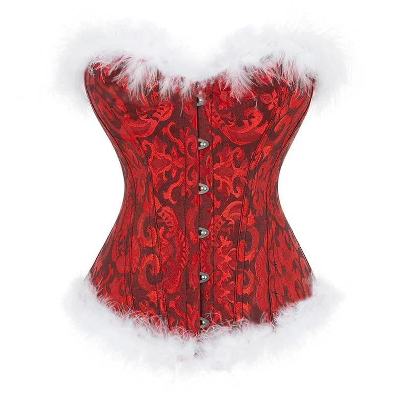 White Plush Spandex Christmas Corset