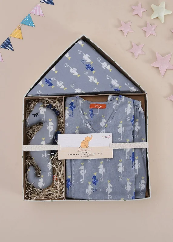 Seahorse Grey CottonSnuggle Box Baby Gift Set(3-12 Months)