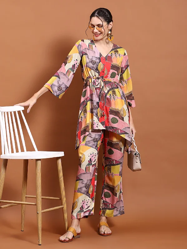 Women Multicolor Straight Print Co-Ord Set