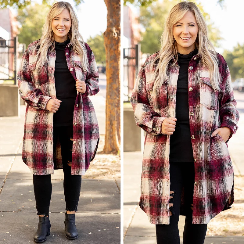 Outdoor Nights Coat, Burgundy