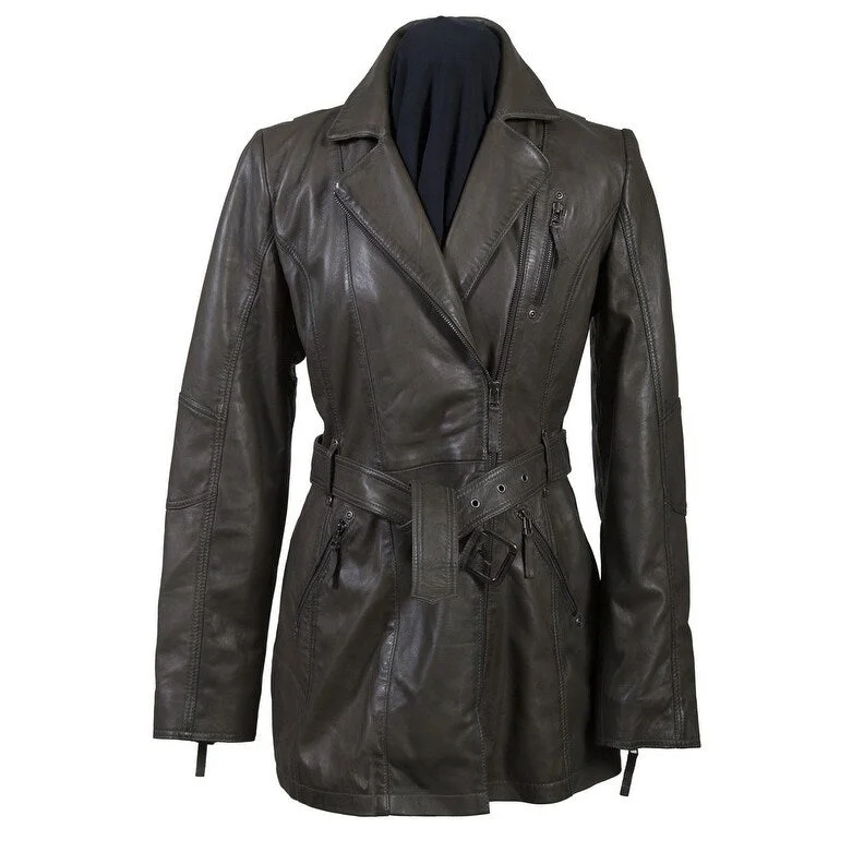 Scully Western Coat Womens Classic Leather Belted Zipper F0_L330