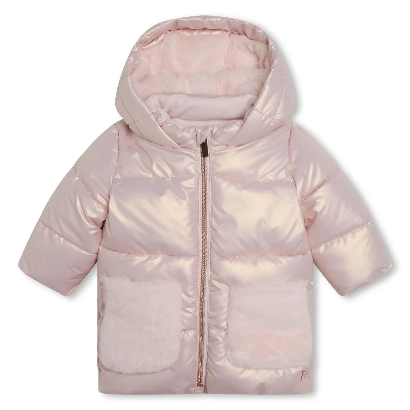 Pink Hooded Puffer Coat