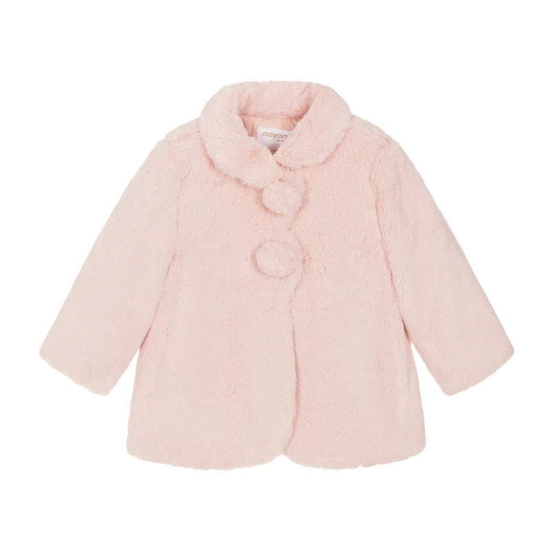 Pink Pom Faux Fur Coat