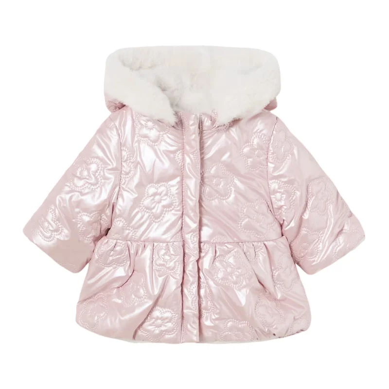 Pink Reversible Puffer Faux Fur Coat