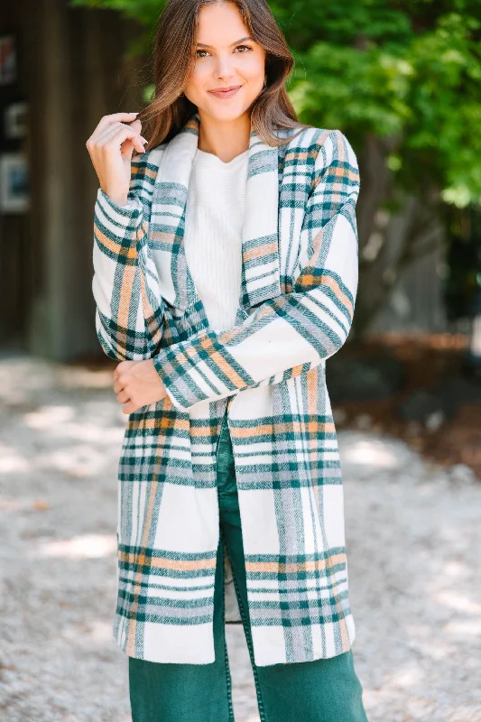 Looking For You Hunter Green Plaid Coat