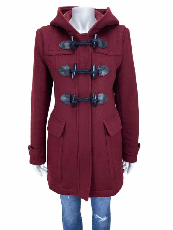 Burberry Brit, Women's Wool Toggle Coat, Wine, Size 10 (may run small)