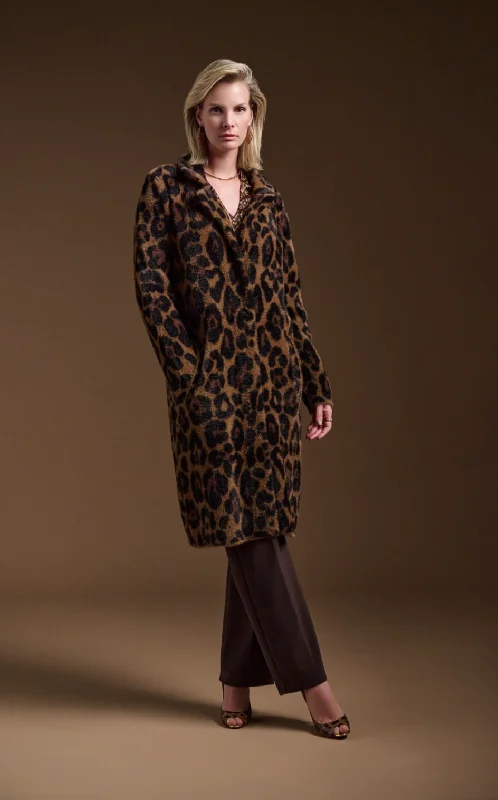 Leopard Print Faux Fur Coat