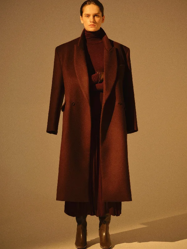 Long Lapel Coat, Dark Plum