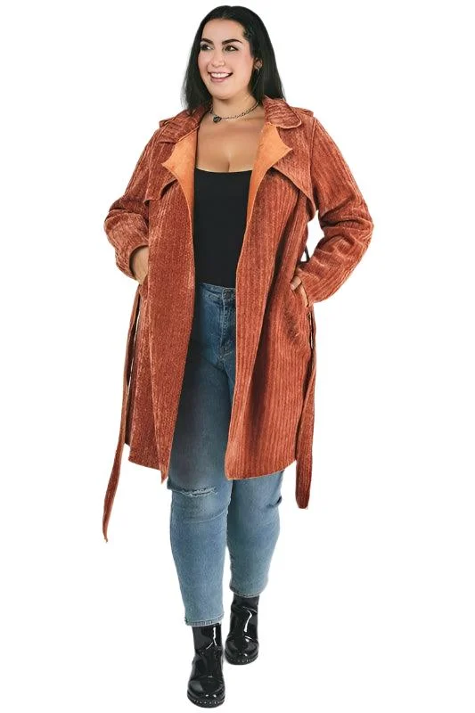 Plus Size Solid Long Sleeve Coats