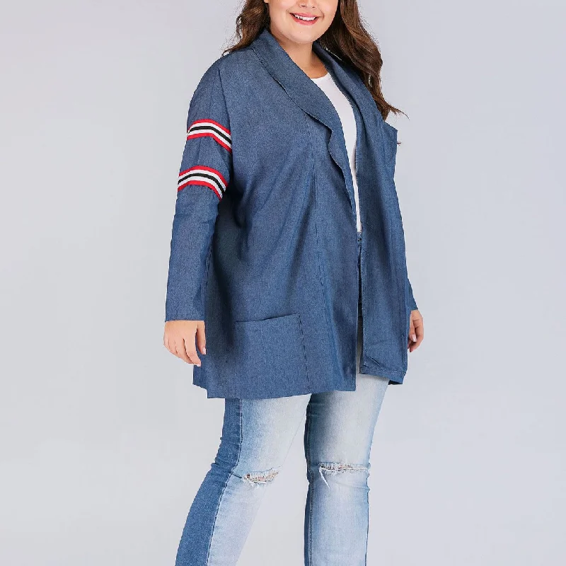 Casual Lapel Loose Long Sleeve Wind Coats Wholesale Plus Size Clothing