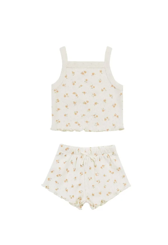 The Pointelle Tank + Shortie SET by Quincy Mae - Floral Melon - BABY