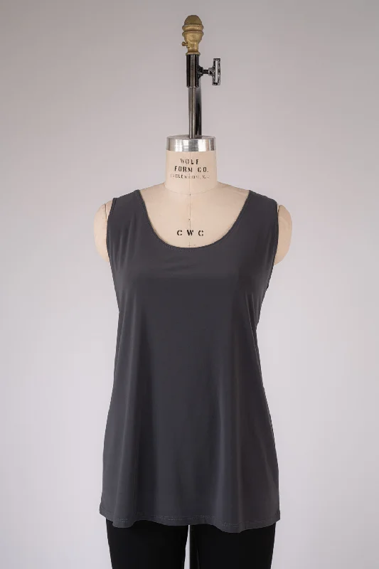 Charcoal Mid-Hip Knit Tank