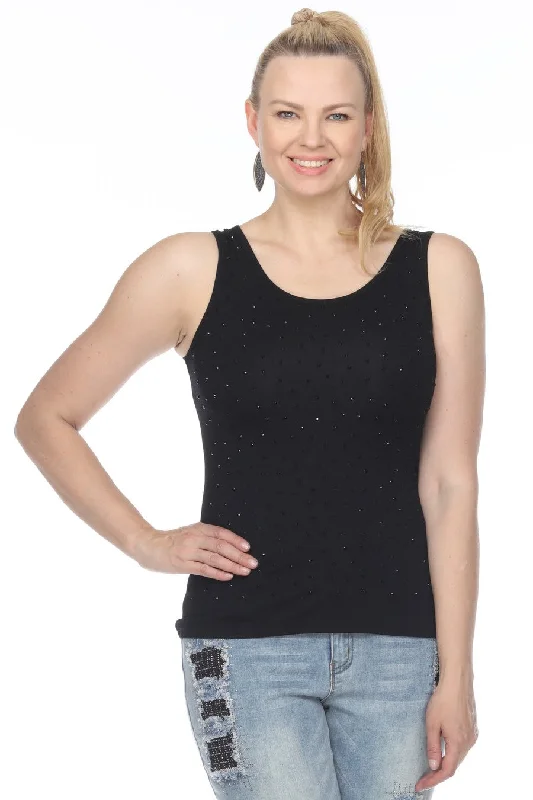 "Jade" Black Rhinestone Tank