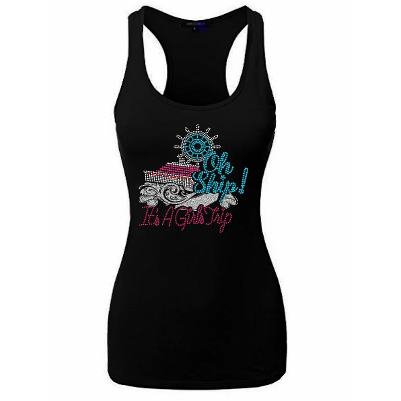 Oh Ship It's A Girls Trip Rhinestone Glitter Tank Top