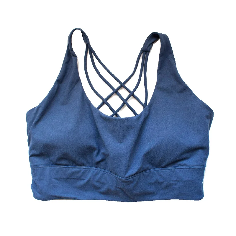 Runner Island Plus Size River Blue Full Coverage Sports Bra Tank