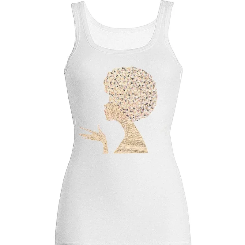 Sophia Rhinestone Afro Hair Style Tank Top