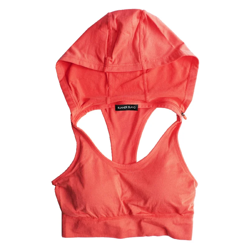 Runner Island Womens Coral Sports Bra Tank Top Hoodie